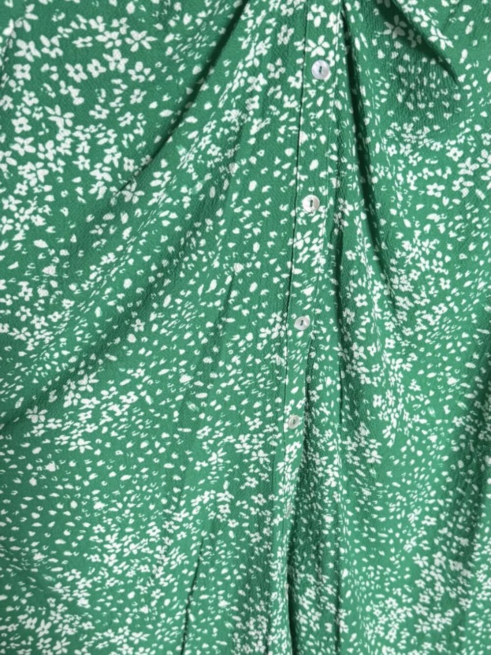 DKNY Floral Print Ruched Front 3/4 Sleeve Green Midi Dress Size 4 - Picture 8 of 14